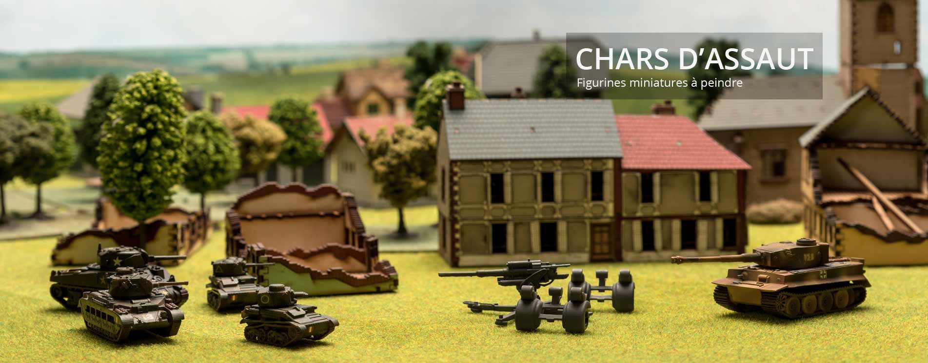 Reproduction de Chars d'assaut miniatures sur un diorama